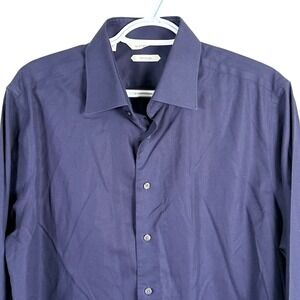 Suitsupply Traveller Shirt Mens 16 41 L‎ Slim Fit Navy Blue Cotton Button Down